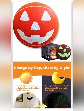 Glow in The Dark Size 3 (Diameter 7") Silent Basketball with Smiling Face